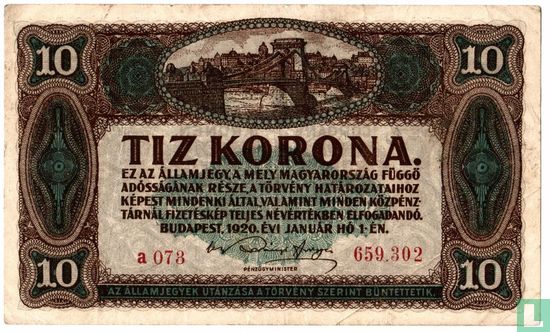 Hongarije 10 Korona 1920 - Afbeelding 1