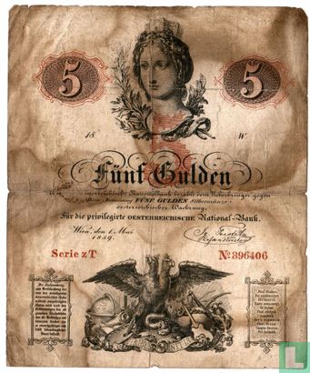 Austria 5 Gulden 1859 - Image 1