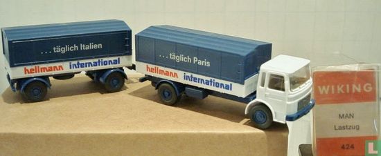 MAN 12.170 vrachtauto met aanhanger Hellmann - Image 1