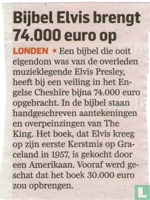 Bijbel Elvis brengt 74.000 euro op