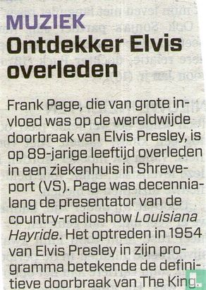 Ontdekker Elvis overleden