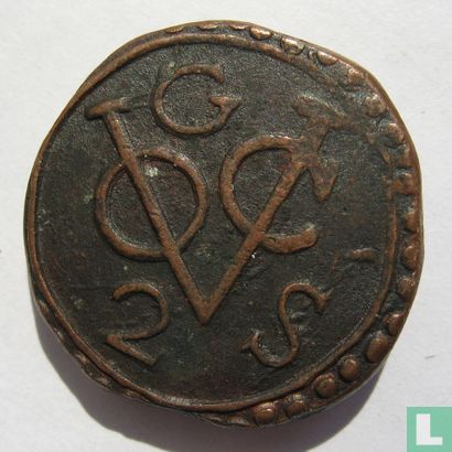 Ceylon VOC 2 stuiver 1792 (Galle) (geen 4 bollen ter weerszijden VOC logo) - Afbeelding 2