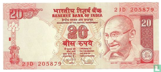 India 20 Rupees 2011 - Afbeelding 1