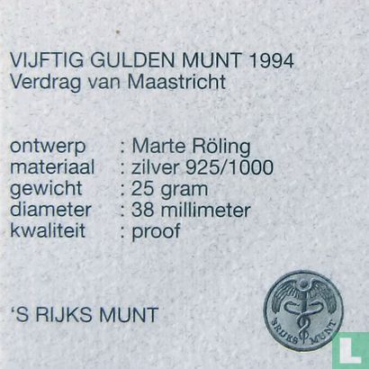 Netherlands 50 gulden 1994 (PROOF) "Maastricht Treaty" - Image 3