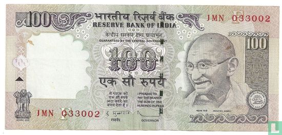 India 100 Rupees 2010 (F) - Afbeelding 1