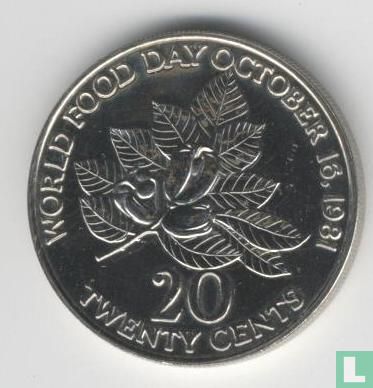Jamaika 20 Cent 1981 (Typ 1) "FAO - World Food Day" - Bild 2
