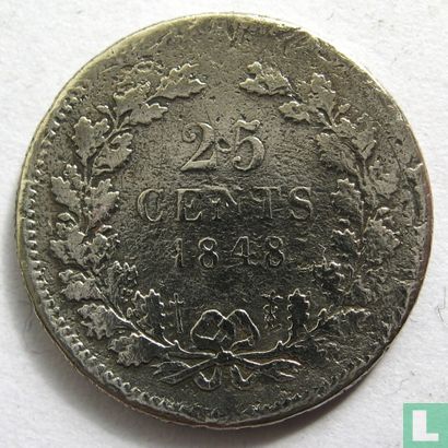 Netherlands 25 cents 1848 (type 2) - Image 1