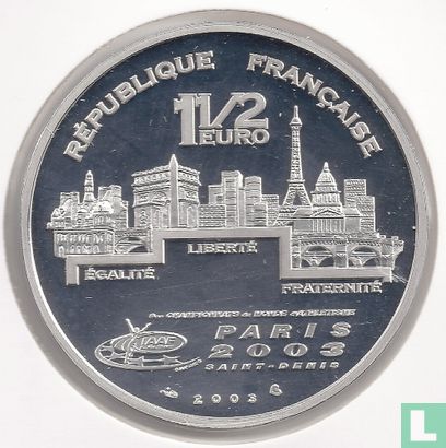 Frankrijk 1½ euro 2003 (PROOF) "Athletics World Championships in Paris - Throw" - Afbeelding 1