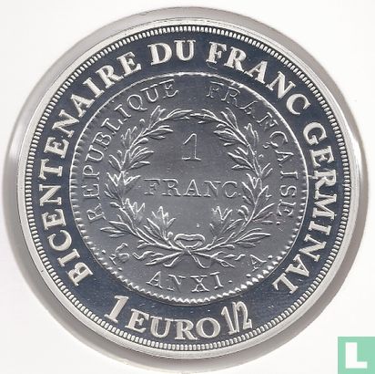 Frankrijk 1½ euro 2003 (PROOF) "Bicentennial of the franc germinal" - Afbeelding 2