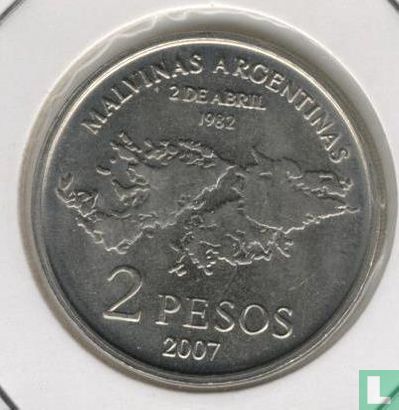 Argentine 2 pesos 2007 (tranche striée) "25th anniversary Falklands War" - Image 1