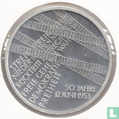 Duitsland 10 euro 2003 "50th Anniversary of the Ill-fated East German Revolution" - Afbeelding 2