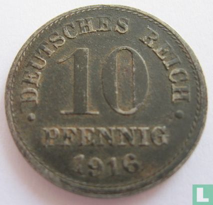 Empire allemand 10 pfennig 1916 (D - fer) - Image 1