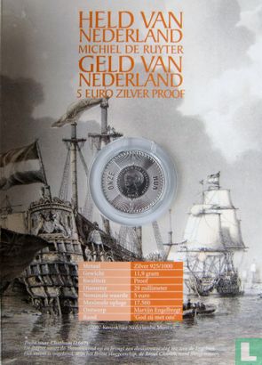 Nederland 5 euro 2007 (PROOF - folder) "400th Anniversary of the birth of Michiel Adriaenszoon de Ruyter" - Afbeelding 1