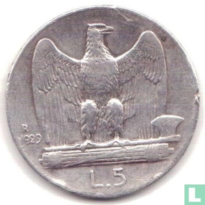 Italien 5 Lire 1929 (Randbeschriftung **FERT**) - Bild 1