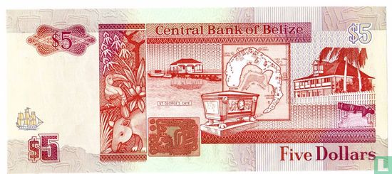 Belize 5 dollar 1990 - Image 2