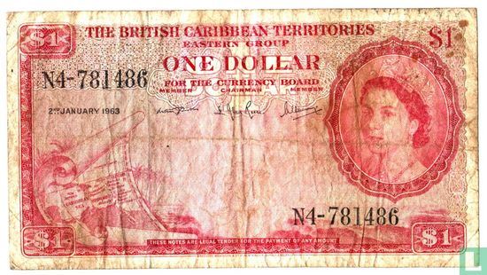 Territoires britanniques des Caraïbes $ 1 1963 - Image 1
