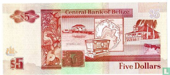 Belize 5 dollar 1996 - Image 2