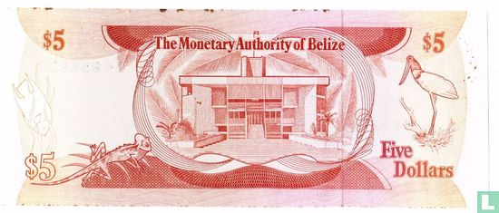 Belize 5 dollar 1980 - Image 2
