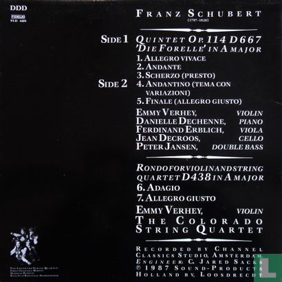 Schubert: Trout quintet, op.114 + Rondo for violin and string quartet - Afbeelding 2