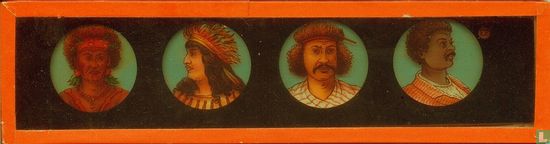 Etnische Figuren: 2 Indianen opperhoofden en 2 zwarte stamhoofden 