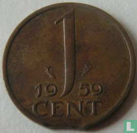 Pays-Bas 1 cent 1959 (fauté) - Image 1