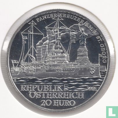 Austria 20 euro 2005 (PROOF) "Austrian navy and merchant marine - Cruiser S.M.S. St. Georg" - Image 1