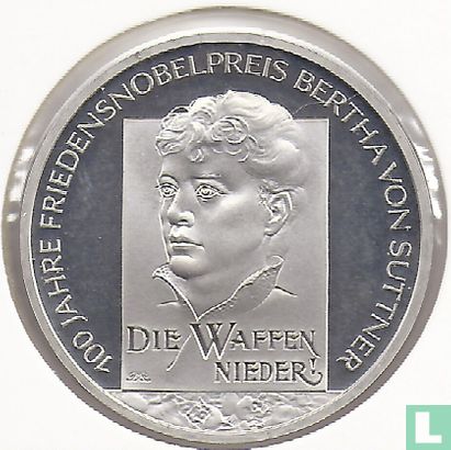 Deutschland 10 Euro 2005 (PP) "100 years of the Nobel Peace Prize obtained by Bertha von Suttner" - Bild 2