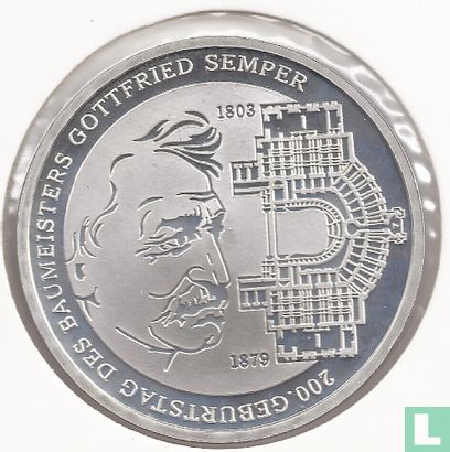 Duitsland 10 euro 2003 (PROOF) "200th anniversary of the birth of Gottfried Semper" - Afbeelding 2