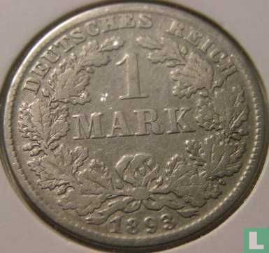 Empire allemand 1 mark 1893 (D) - Image 1