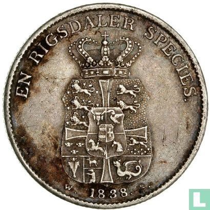 Danemark 1 speciedaler 1838 (IC/WS) - Image 1