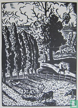 Frans Masereel - Landschap met koeien, 1926