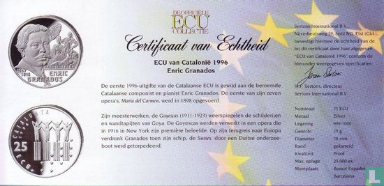 Catalonië 25 ecu 1996 "Enric Granados" - Afbeelding 3