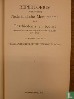 Repertorium betreffende Nederlandsche monumenten van geschiedenis en kunst (voornamelijk van tijdschriftartikelen (1901-1934) 1 - Afbeelding 3