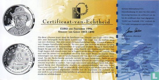 Frankreich 10 Franc / 1½ Euro 1996 (PP) "Vincent Van Gogh - self portrait" - Bild 3