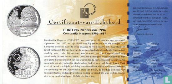 Nederland 20 euro 1996 "Constantijn Huygens" (zonder gehaltesymbool) - Bild 3