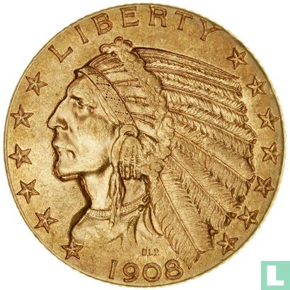 États-Unis 5 dollars 1908 (sans lettre) - Image 1