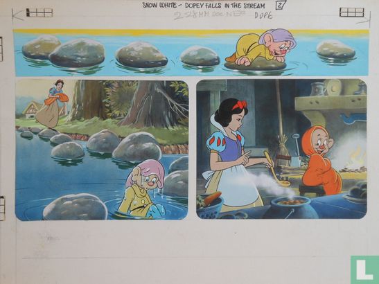 Walt Disney - Snowwhite and the 7 Dwarfs - origineel  - Dopey falls in the Stream [jaren 70] 