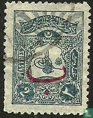 Tughra Abdul Hamid II, with overprint