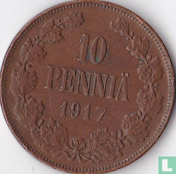 Finland 10 penniä 1917 (Nicholas II) - Afbeelding 1