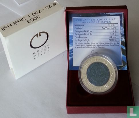 Autriche 25 euro 2003 "700th anniversary of Hall in Tirol" - Image 3