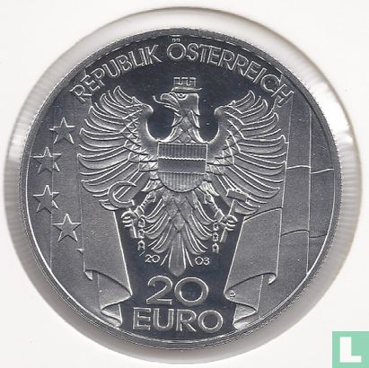 Oostenrijk 20 euro 2003 (PROOF) "Post-war Austrian reconstruction" - Afbeelding 1