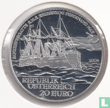 Austria 20 euro 2004 (PROOF) "Austrian navy and merchant marine - S.M.S. Erzherzog Ferdinand Max" - Image 1