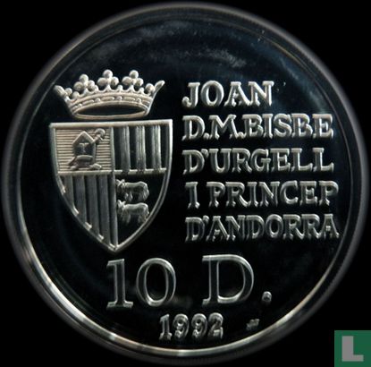 Andorra 10 diners 1992 (PROOF) "500th anniversary Discovery of the new world" - Afbeelding 1