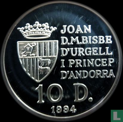 Andorra 10 diners 1994 (PROOF) "Discovery of the new world" - Afbeelding 1