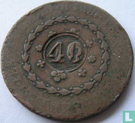 Brazil 40 réis 1835 (countermark on 80 réis 1831) - Image 1