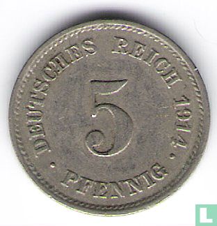 Duitse Rijk 5 pfennig 1914 (E) - Afbeelding 1