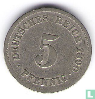 Empire allemand 5 pfennig 1890 (J) - Image 1