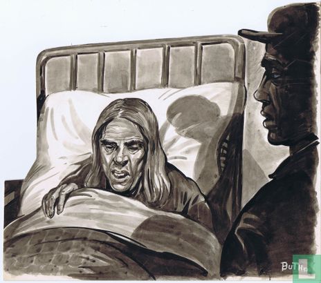 Buth - originele tekening - vrouw in bed - gesigneerd 1951 - Afbeelding 1