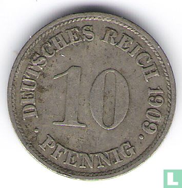 Duitse Rijk 10 pfennig 1909 (G) - Afbeelding 1