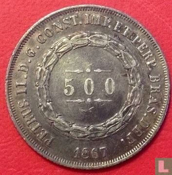 Brésil 500 réis 1867 (type 1) - Image 1